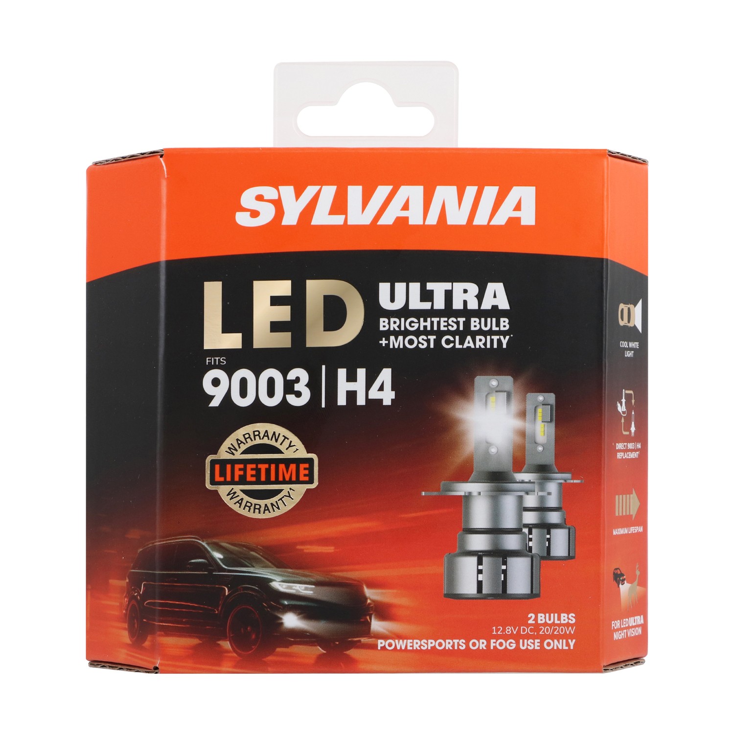 SYLVANIA 9003 LED Ultra Powersports & Fog Bulb, 2 Pack