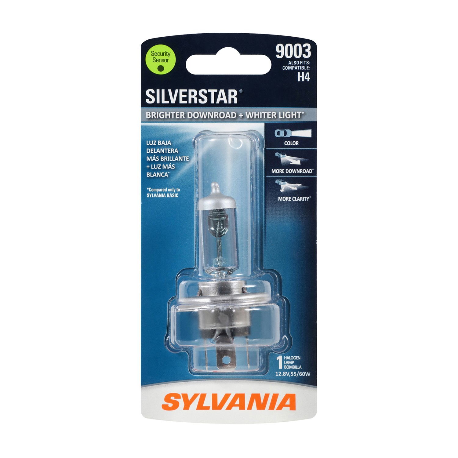 SYLVANIA 9003 SilverStar Halogen Headlight Bulb, 1 Pack