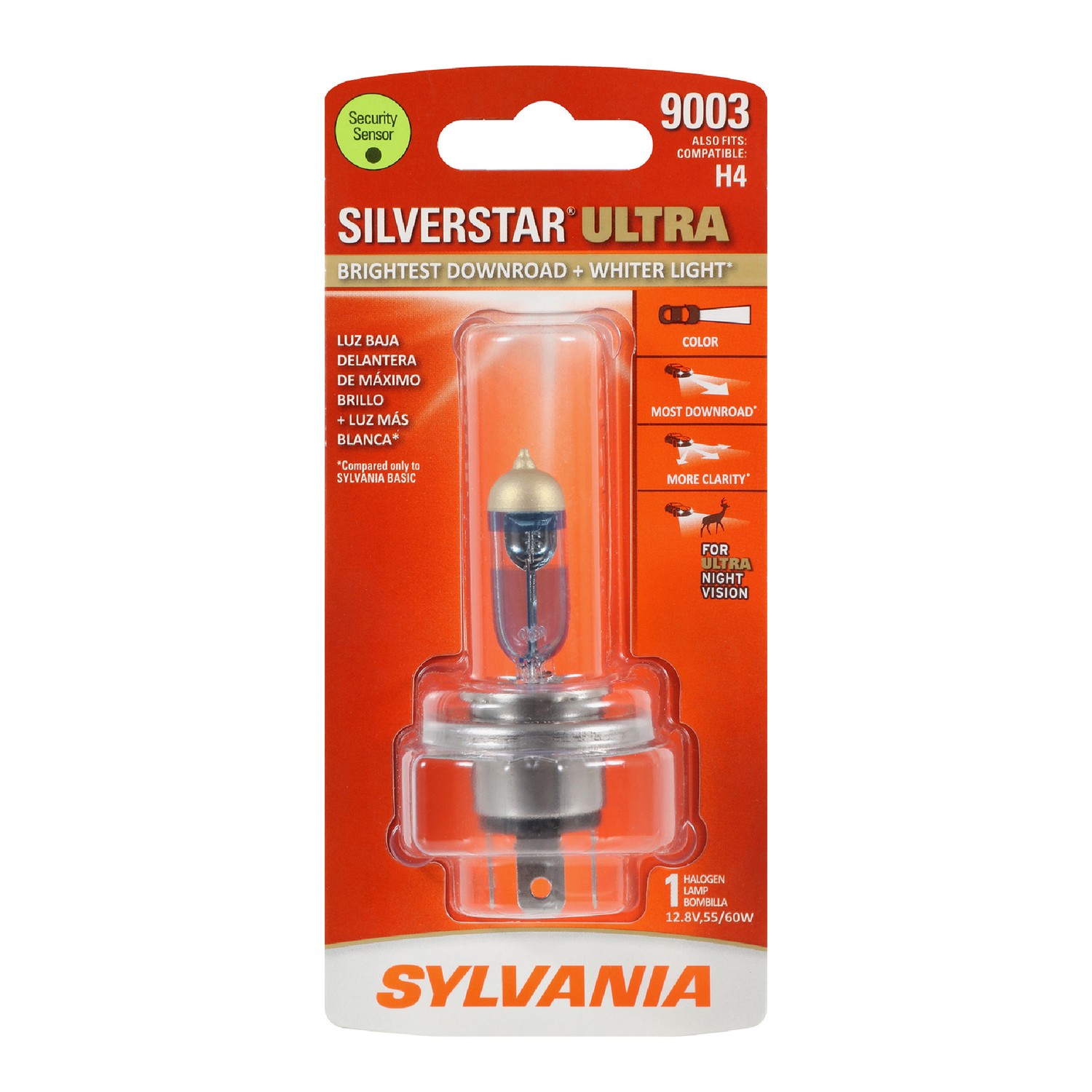 SYLVANIA 9003 SilverStar ULTRA Halogen Headlight Bulb, 1 Pack