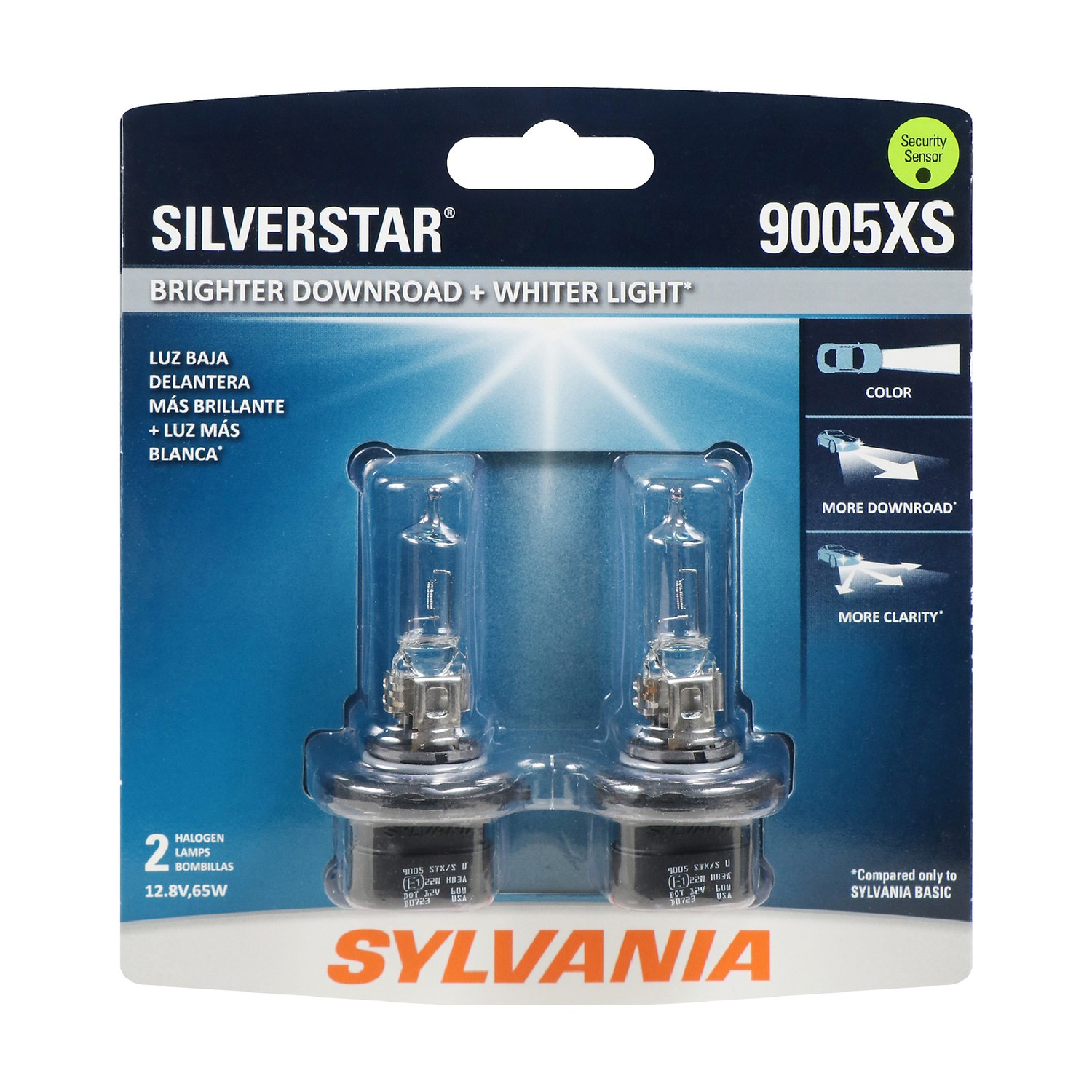 SYLVANIA 9005XS SilverStar Halogen Headlight Bulb, 2 Pack