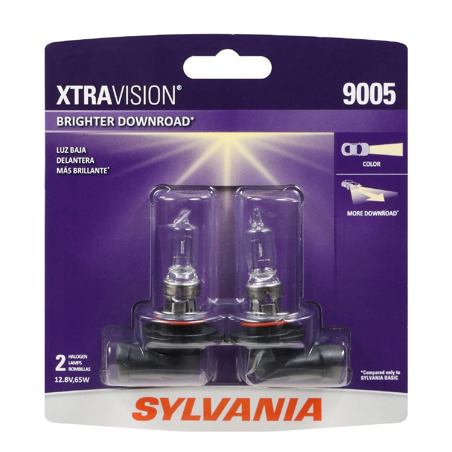 SYLVANIA 9005 XtraVision Halogen Headlight Bulb, 2 Pack
