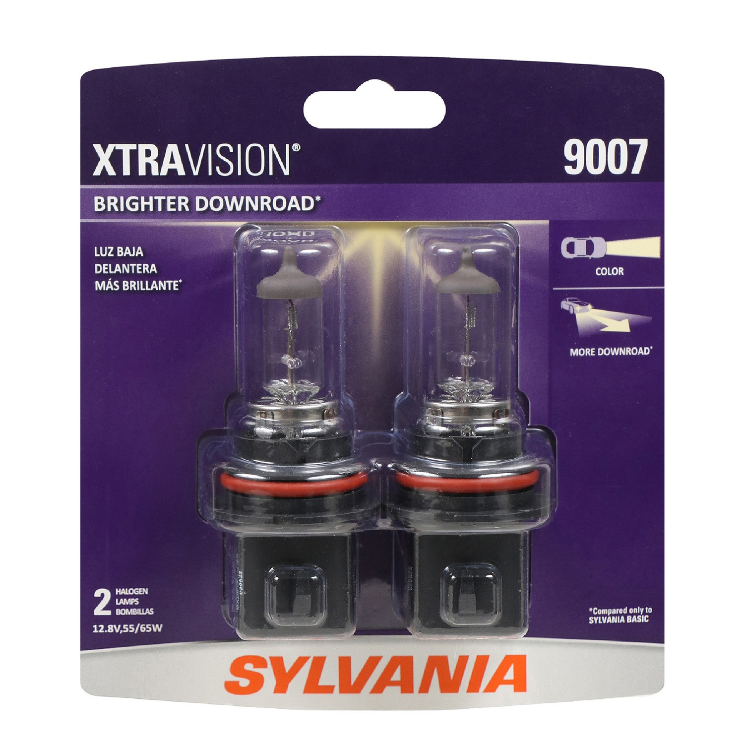 SYLVANIA 9007 XtraVision Halogen Headlight Bulb, 2 Pack