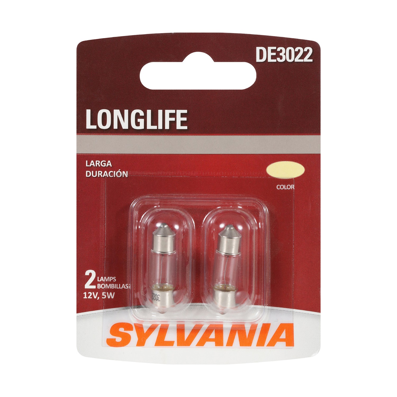 SYLVANIA DE3022 Long Life Mini Bulb, 2 Pack