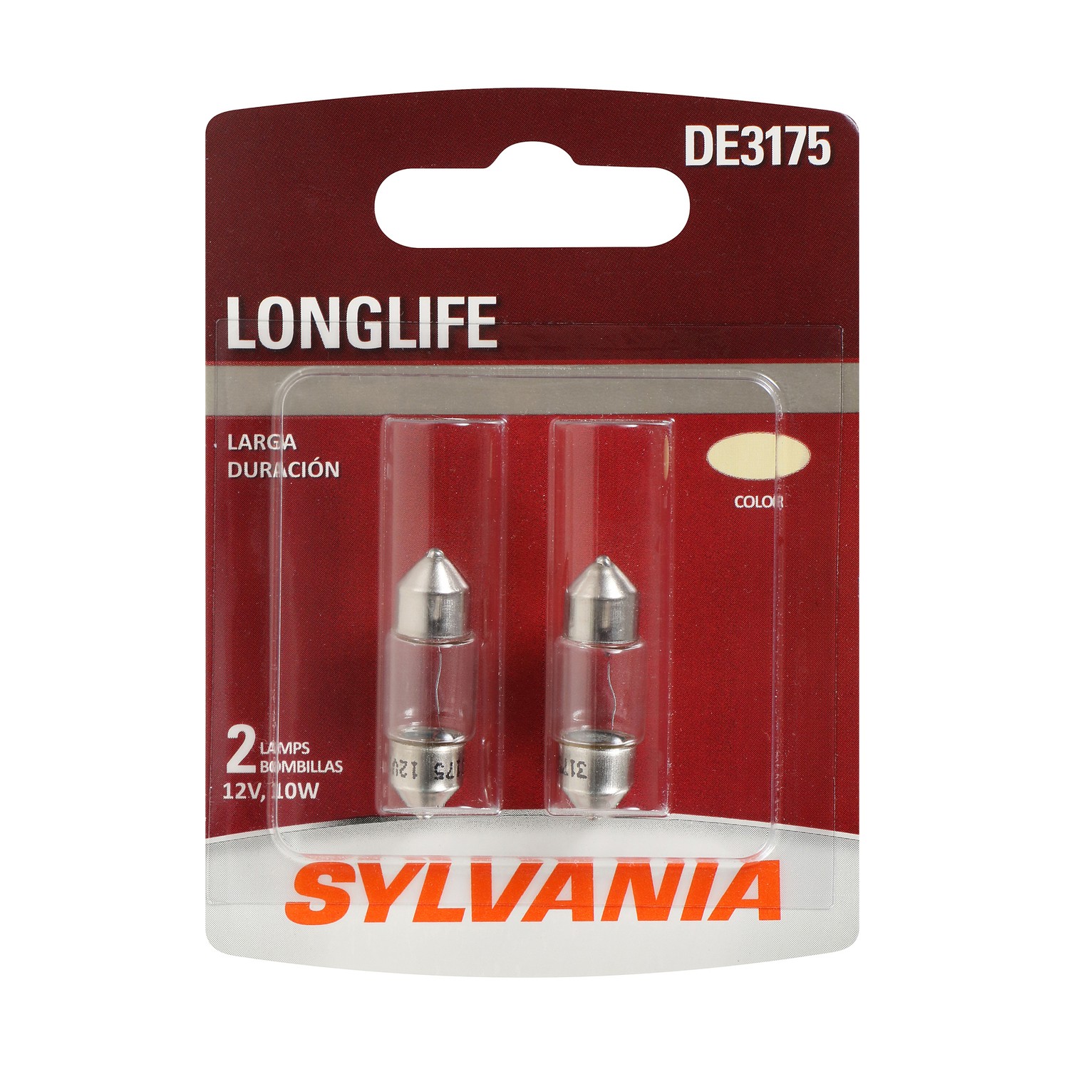 SYLVANIA DE3175 Long Life Mini Bulb, 2 Pack