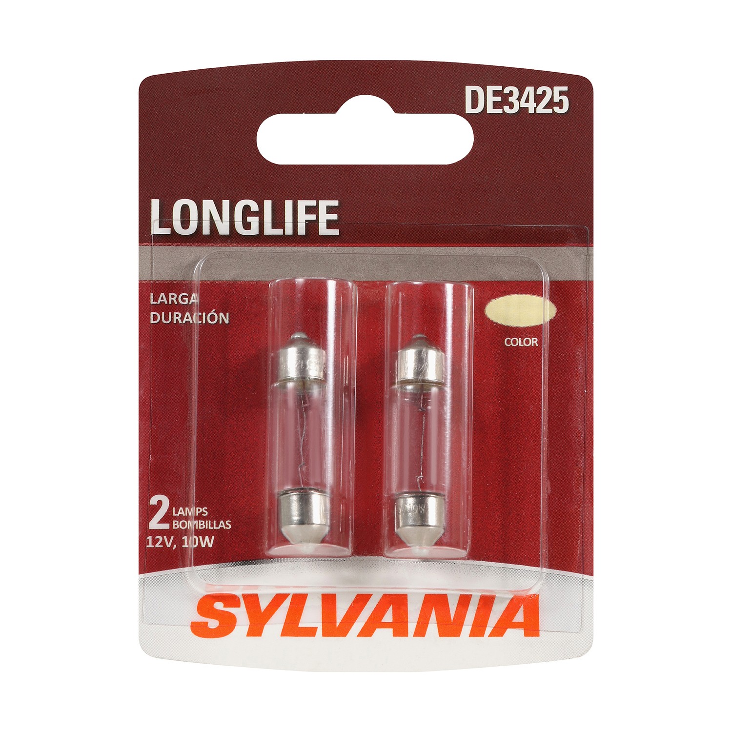 SYLVANIA DE3425 Long Life Mini Bulb, 2 Pack