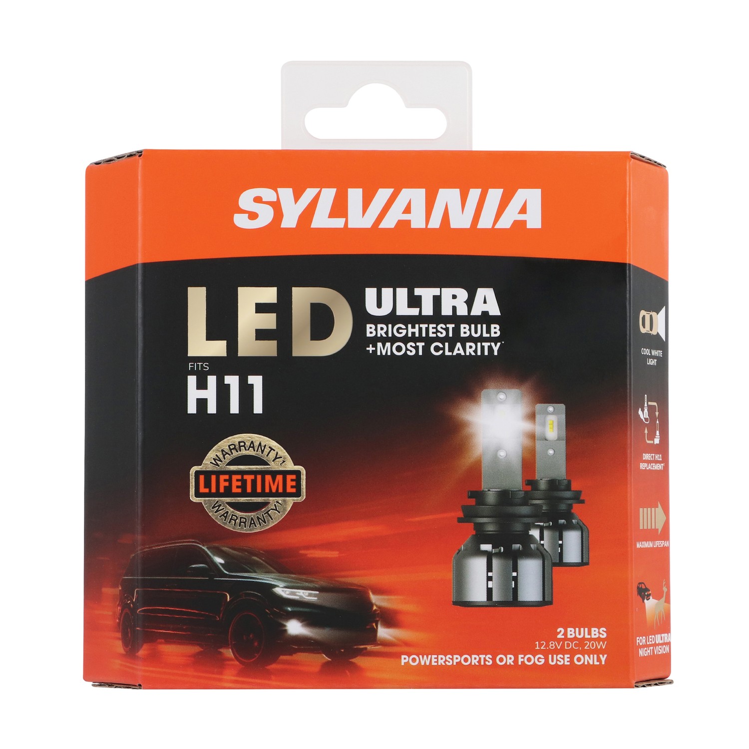 SYLVANIA H11 LED Ultra Powersports & Fog Bulb, 2 Pack