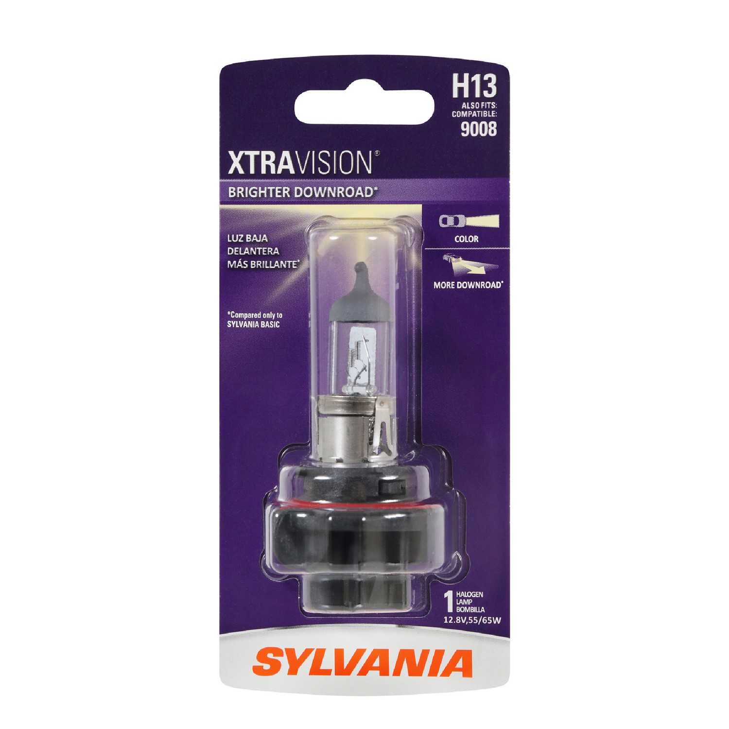 SYLVANIA H13 XtraVision Halogen Headlight Bulb, 1 Pack