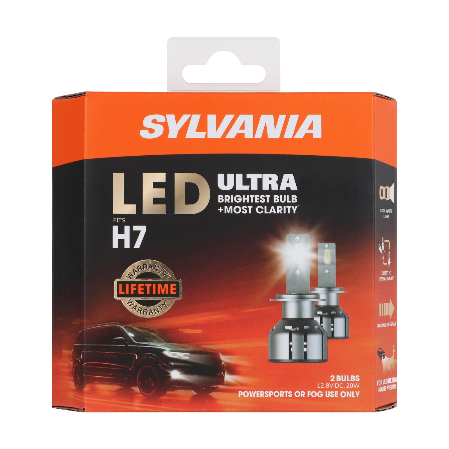 SYLVANIA H7 LED Ultra Powersports & Fog Bulb, 2 Pack