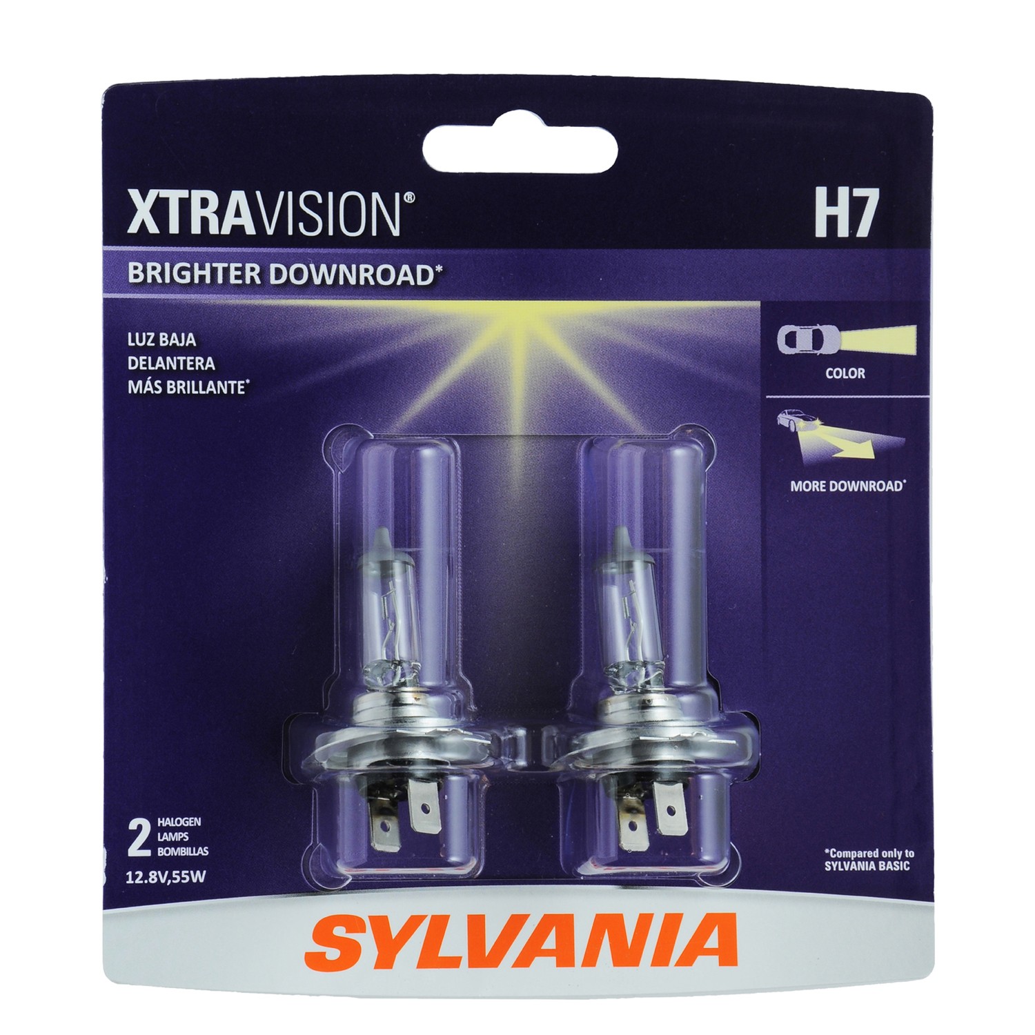 SYLVANIA H7 XtraVision Halogen Headlight Bulb, 2 Pack