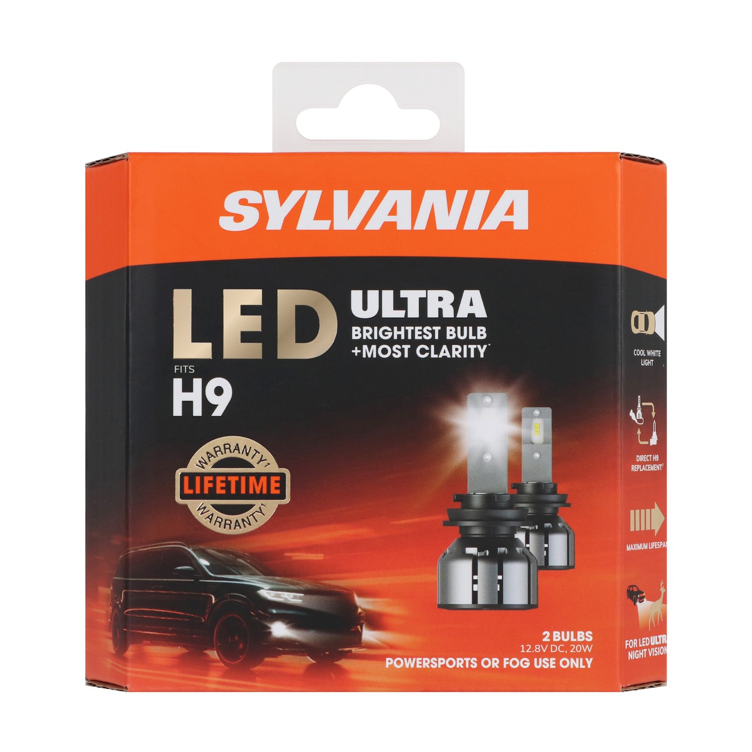 SYLVANIA H9 LED Ultra Powersports & Fog Bulb, 2 Pack