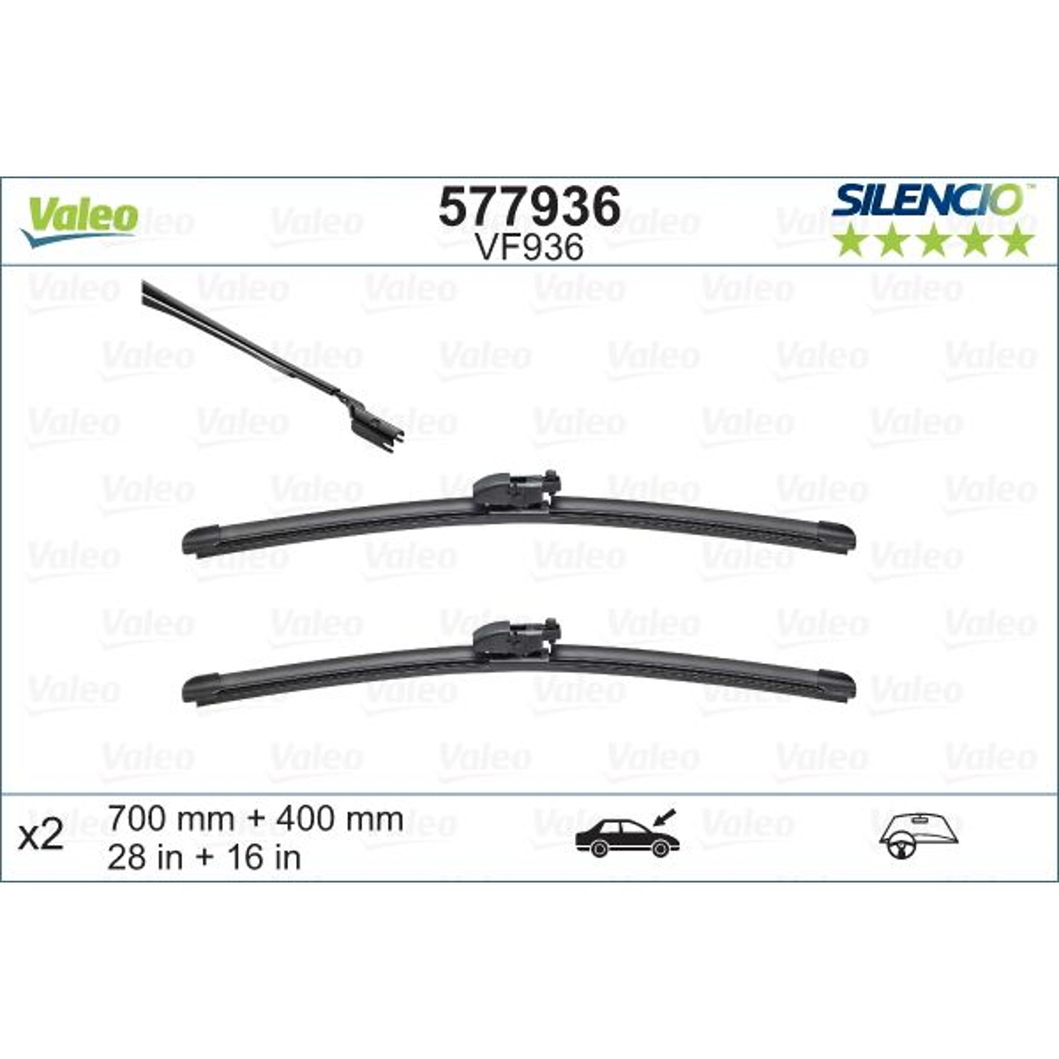 Flat 28in/16in Connector Top-Lock DENSO GEN2V5 (Pack of 2)