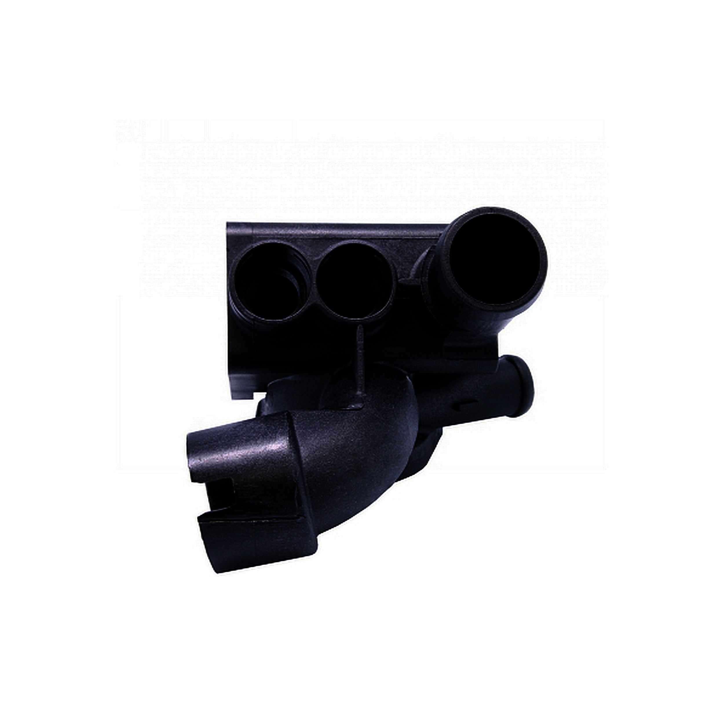 A hose flange that directs and distributes coolant through the engine