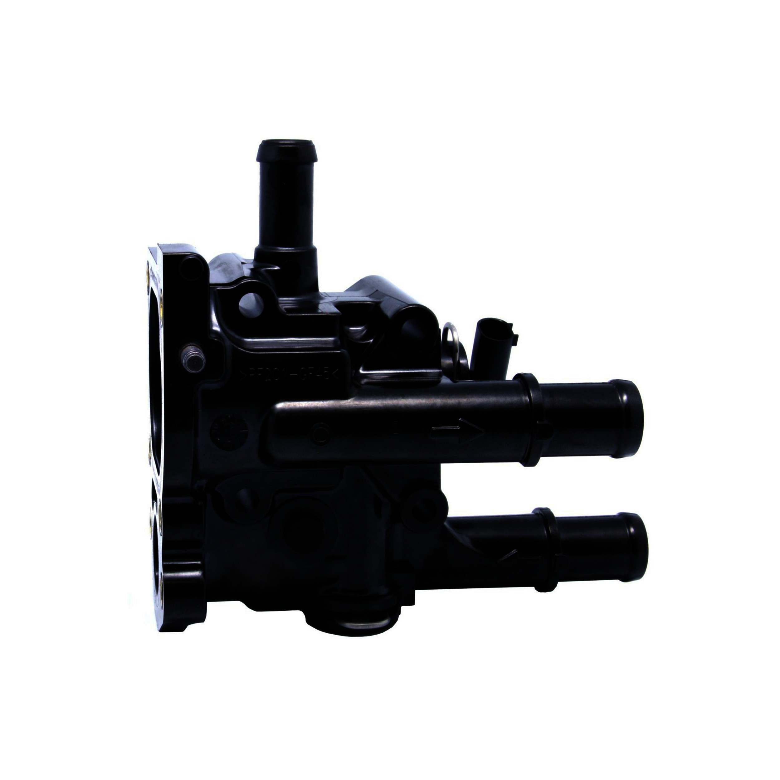 A hose flange that directs and distributes coolant through the engine