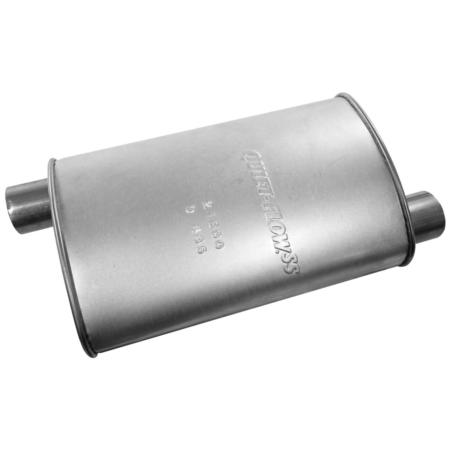 Quiet-Flow SS Direct Fit Exhaust Muffler 2.25" Inlet (OD) 2.25" Outlet (ID)