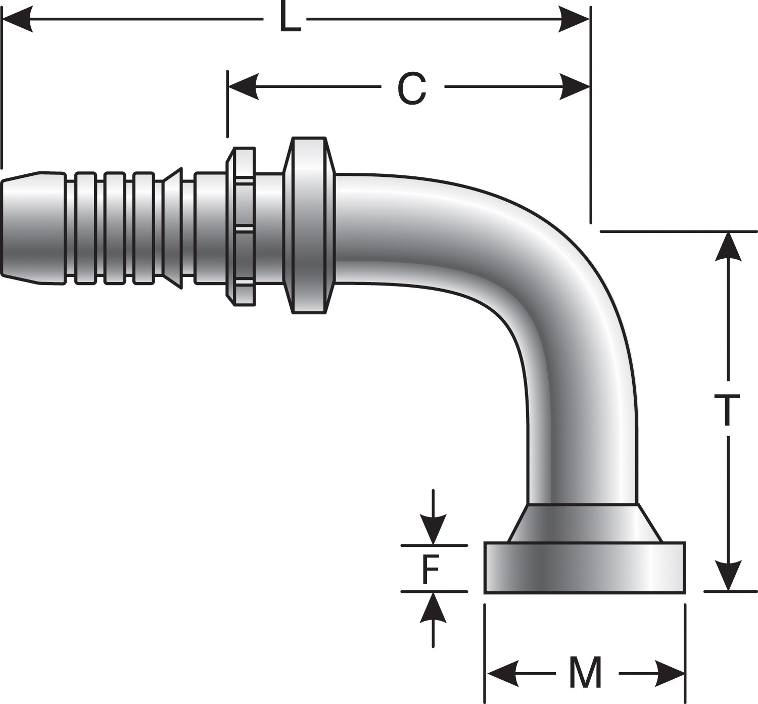 Code 62 O-Ring Flange Heavy - 90 Bent Tube (GlobalSpiral)