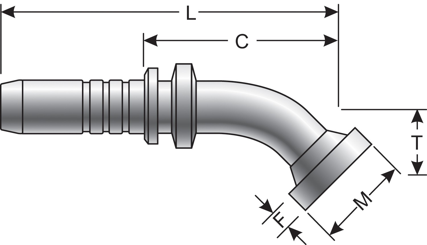 Caterpillar Style O-Ring Flange - 22 1/2 Bent Tube (GlobalSpiral)