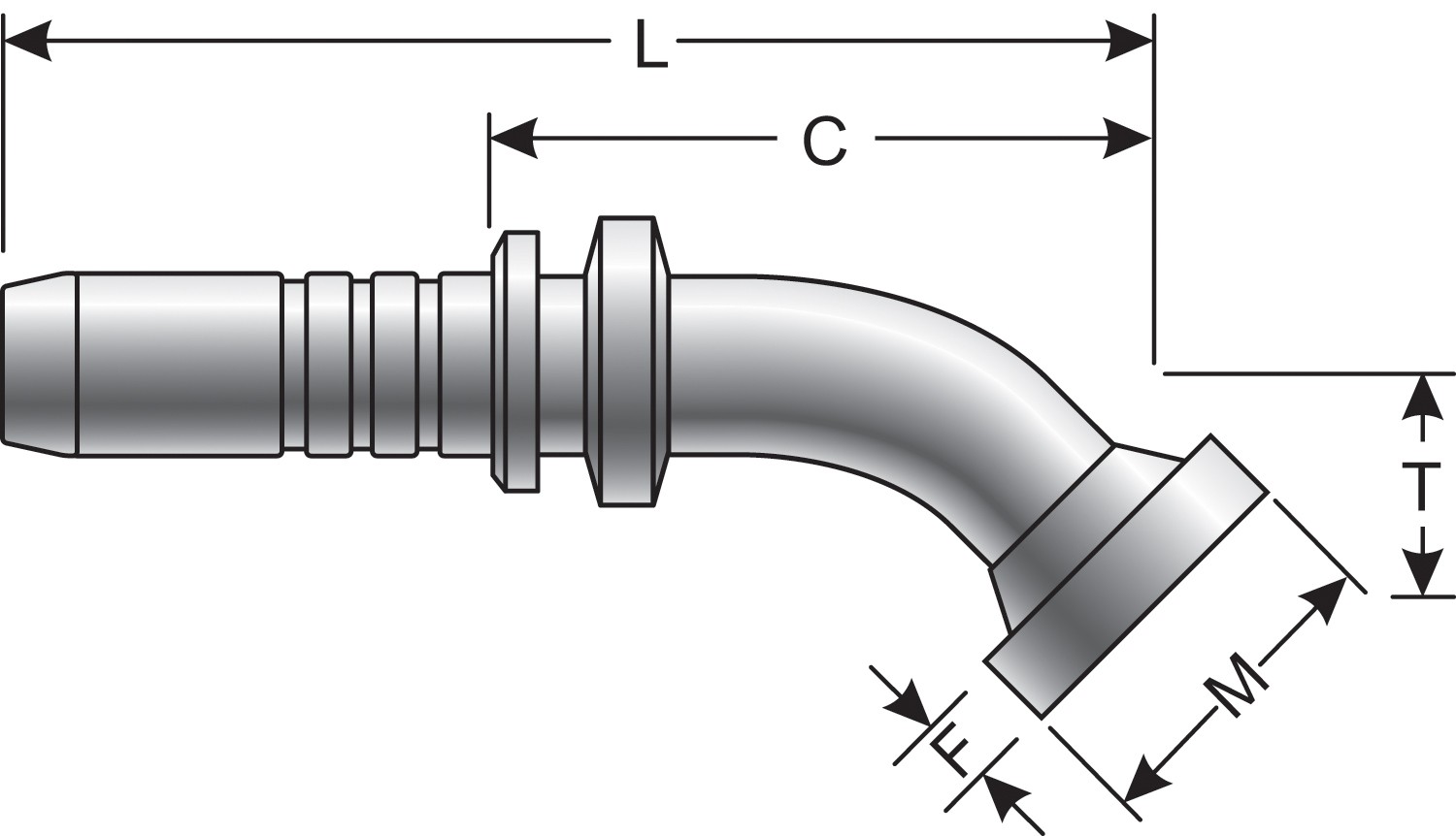 Caterpillar Style O-Ring Flange - 30 Bent Tube (GlobalSpiral)