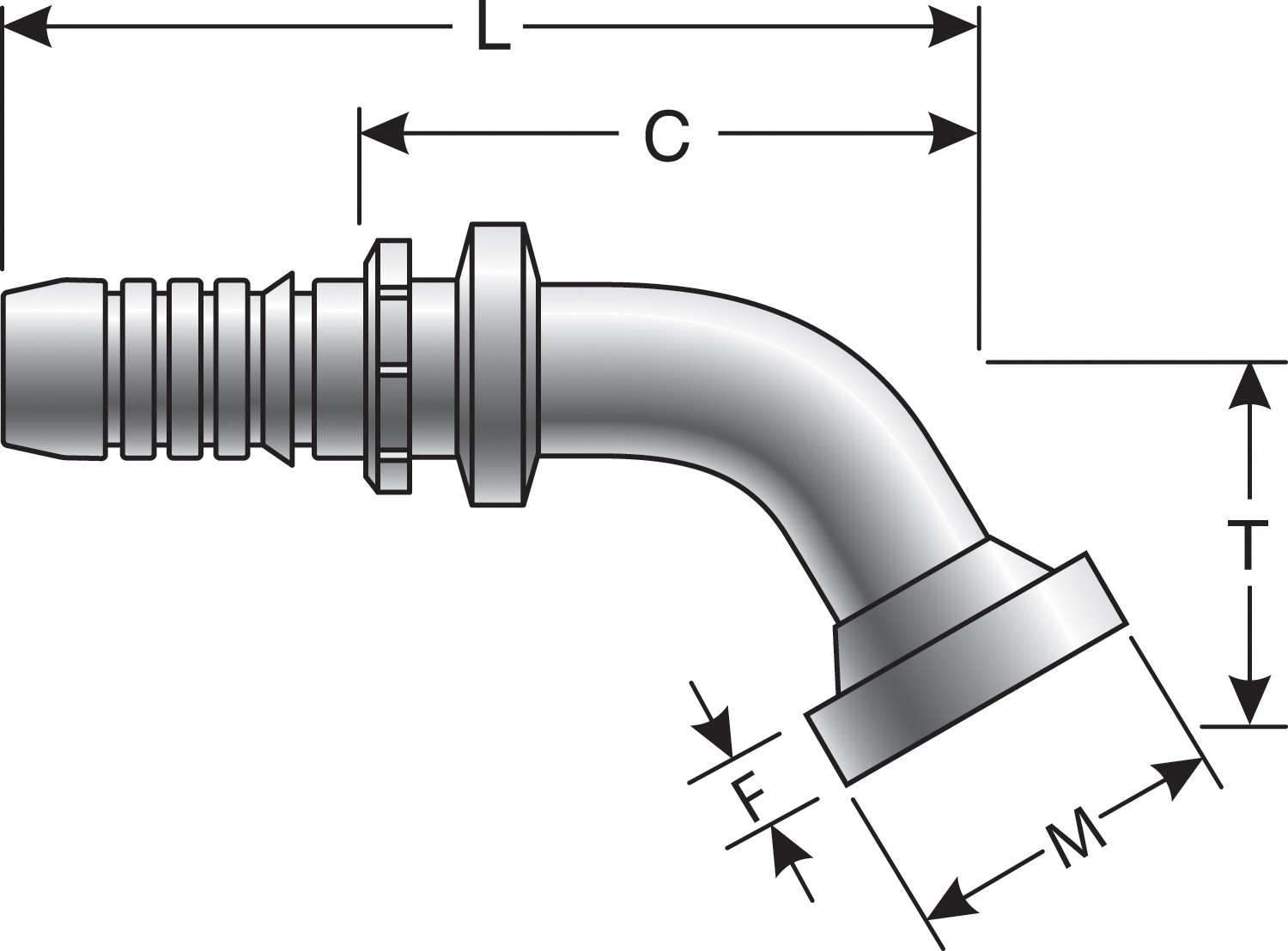Caterpillar Style O-Ring Flange - 60 Bent Tube (GlobalSpiral)