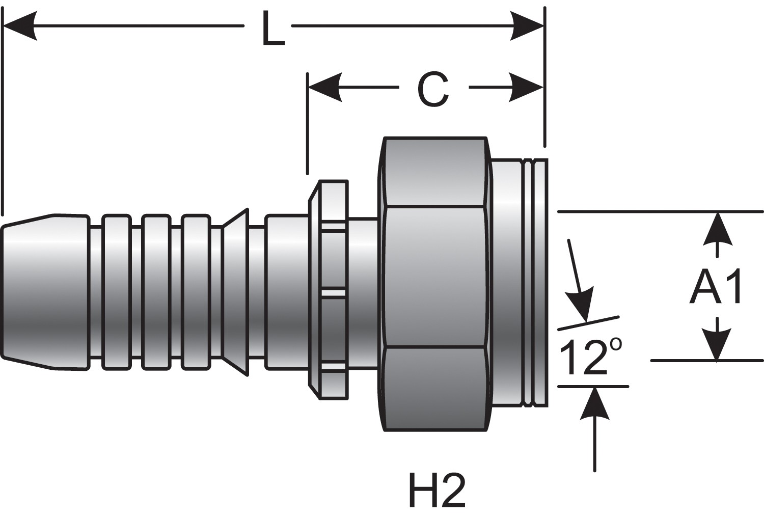 Female DIN 24 Cone Swivel - Heavy Series with O-Ring (GlobalSpiral)