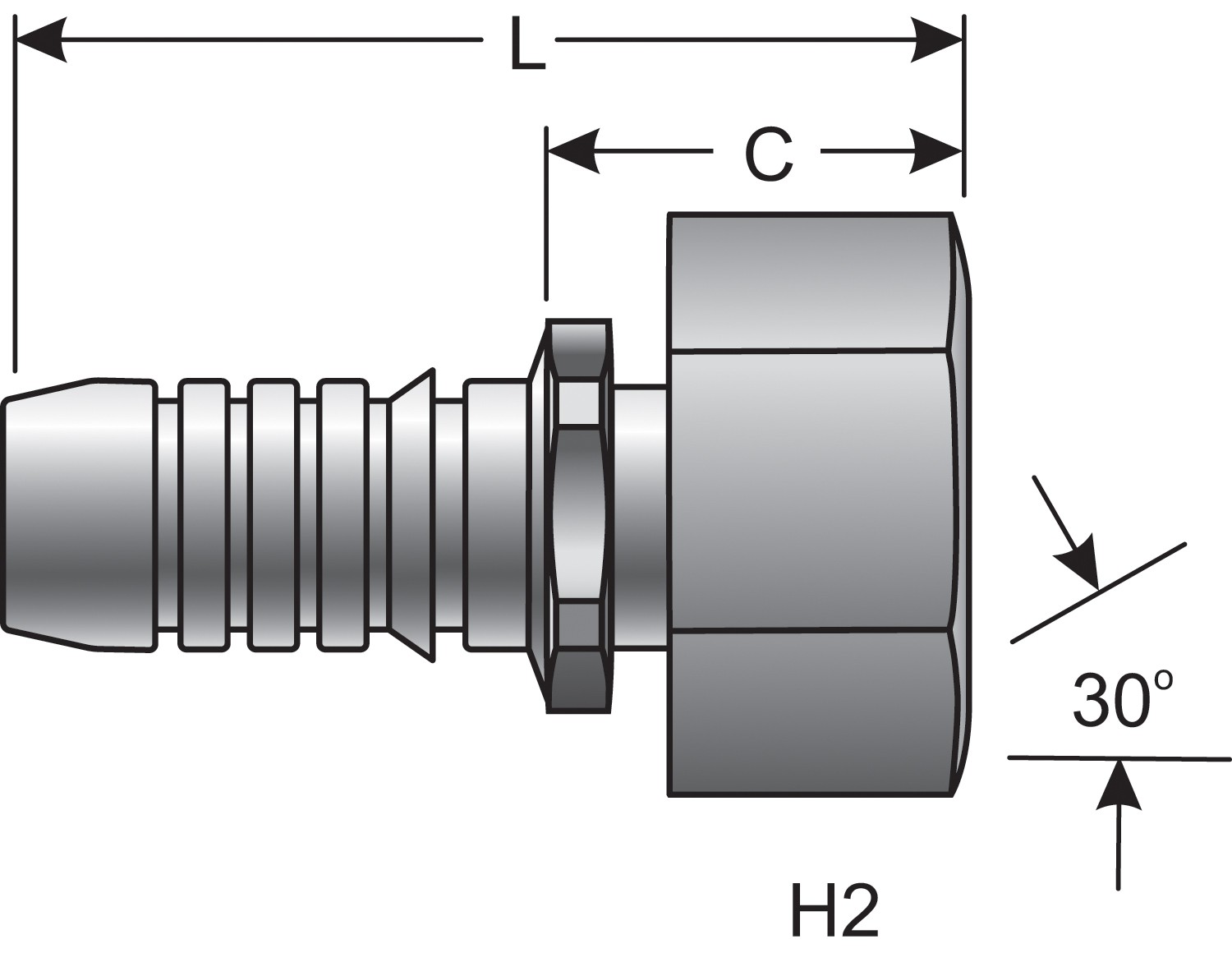 Female British Standard Parallel Pipe O-Ring Swivel (GlobalSpiral)