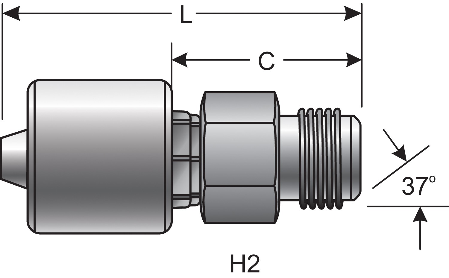 1 1/4" Special One-Piece Coupling - Male JIC 37 Flare (GlobalSpiral)