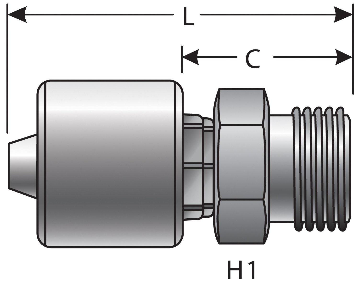 1 1/4" Special One-Piece Coupling-Male DIN 24 Cone-Heavy Series (GlobalSpiral)
