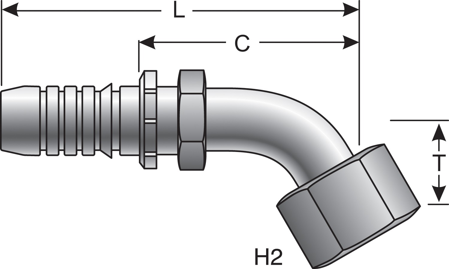 Female Flat-Face O-Ring Swivel - 45 Bent Tube (GlobalSpiral Plus)
