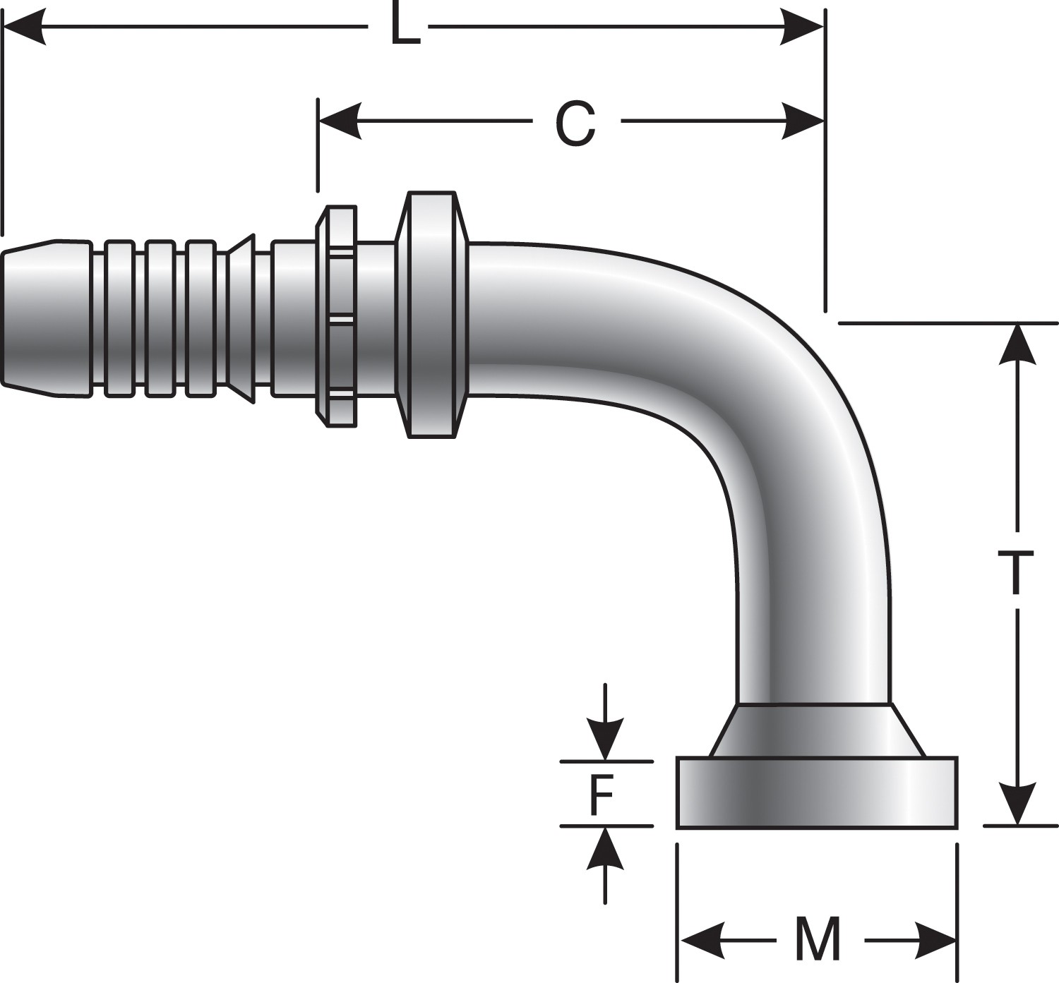 Code 61 O-Ring Flange - 90 Bent Tube (GlobalSpiral Plus)