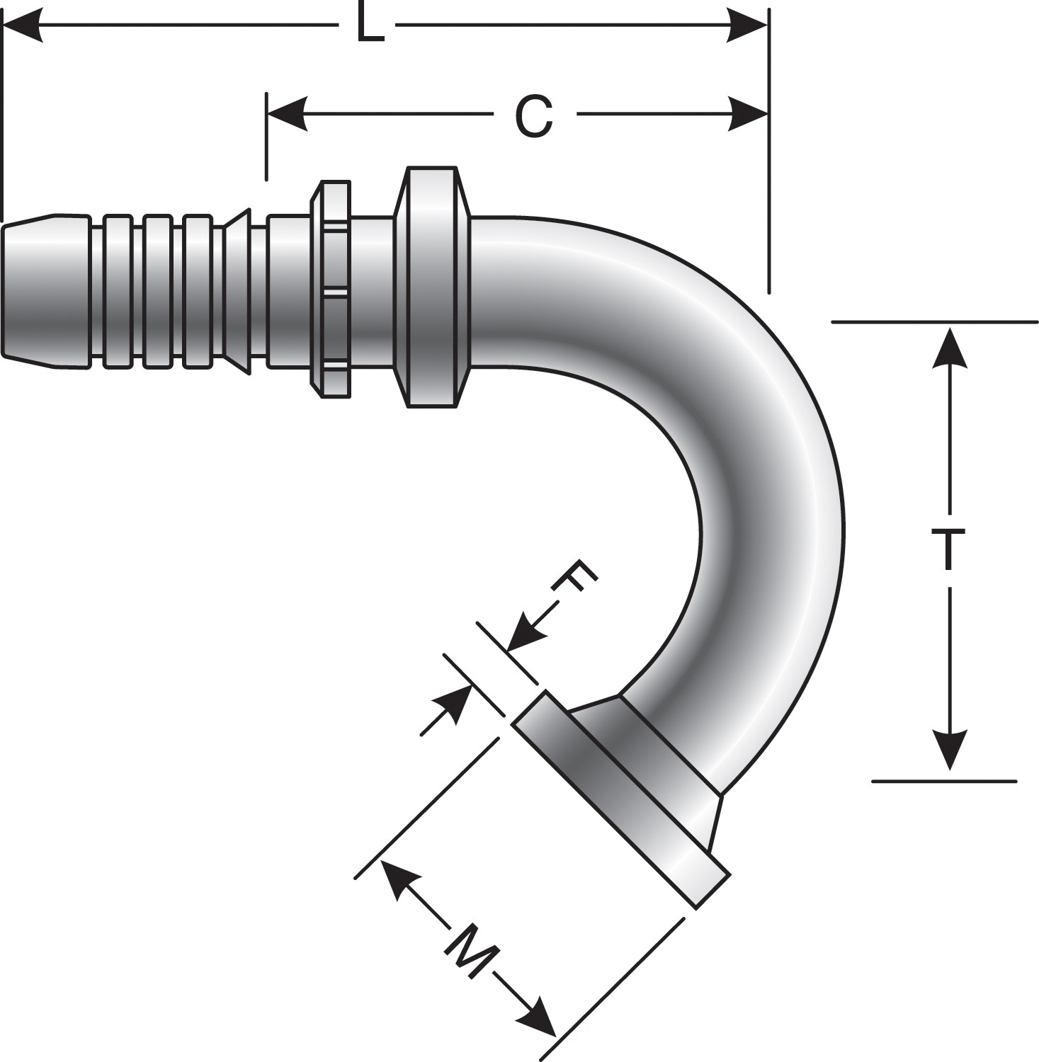 Code 61 O-Ring Flange - 125 Bent Tube (GlobalSpiral Plus)
