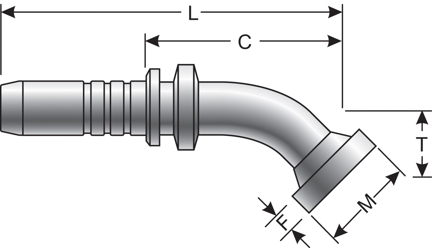 Code 62 O-Ring Flange Heavy - 45 Bent Tube (GlobalSpiral Plus)