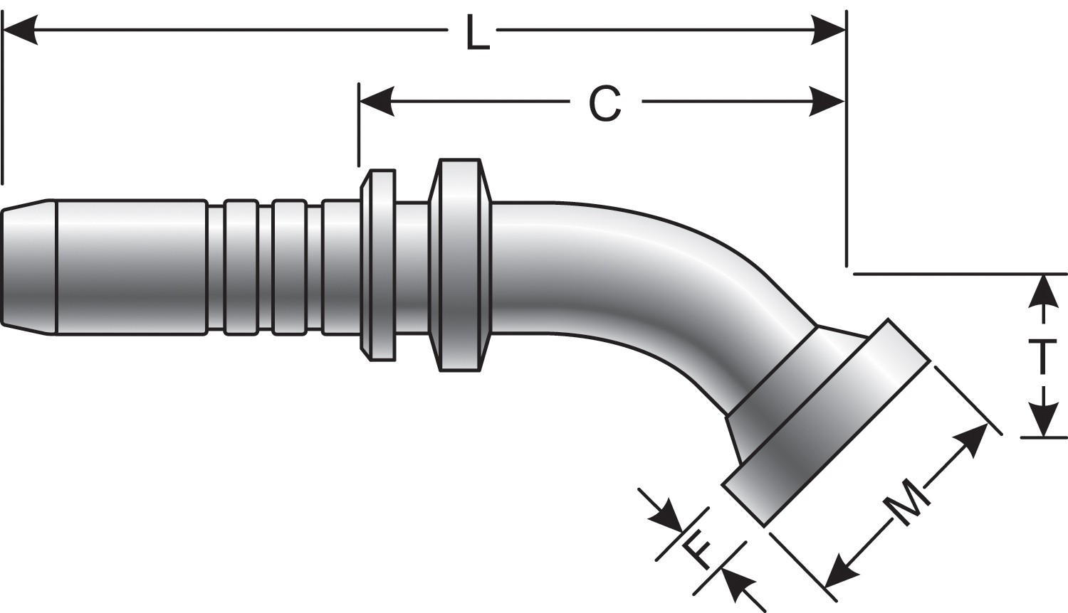 Code 62 O-Ring Flange Heavy - 45 Bent Tube (GlobalSpiral Plus)