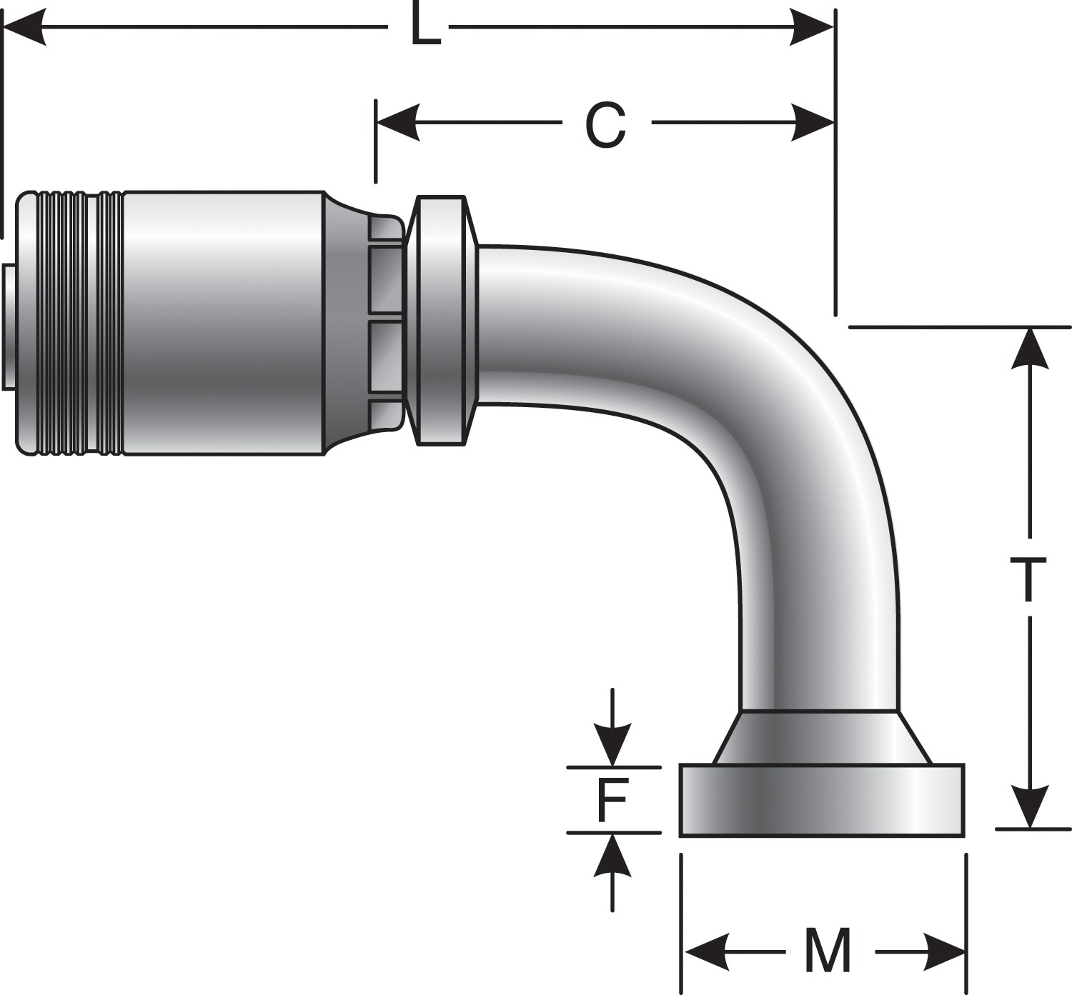 Code 61 O-Ring Flange - 90 Bent Tube (GlobalSpiral MAX Pressure)