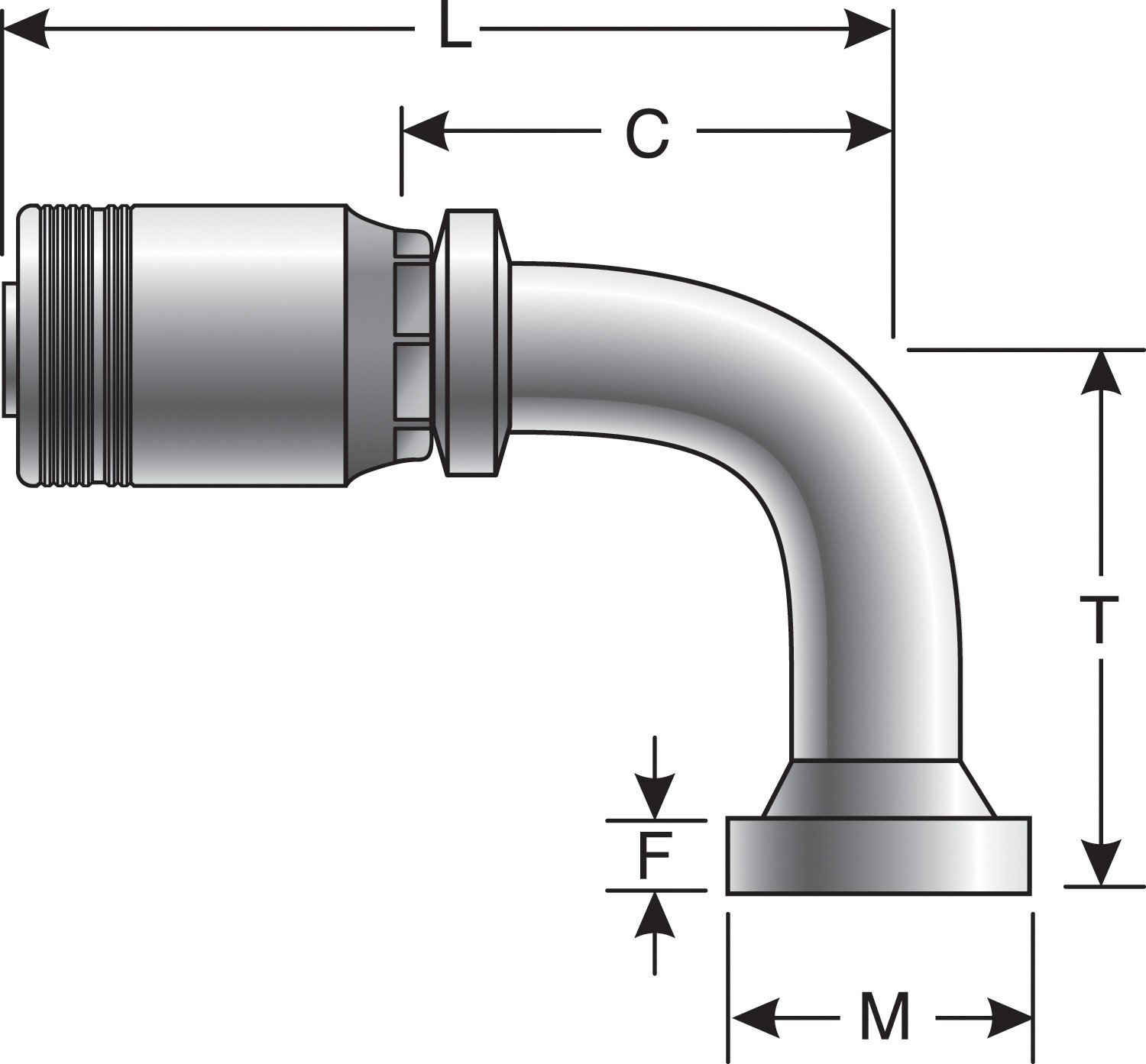 Code 61 O-Ring Flange - 90 Bent Tube (GlobalSpiral MAX Pressure)