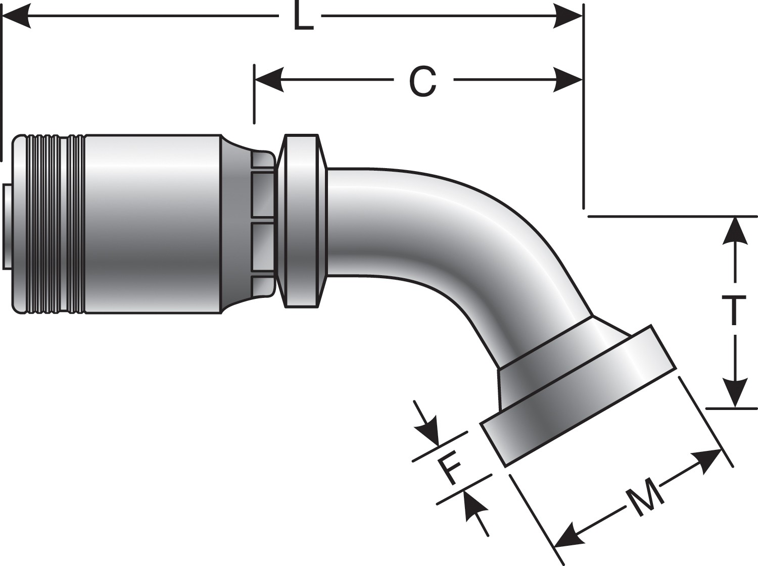 Caterpillar Style O-Ring Flange - 60 Bent Tube (GlobalSpiral MAX Pressure)