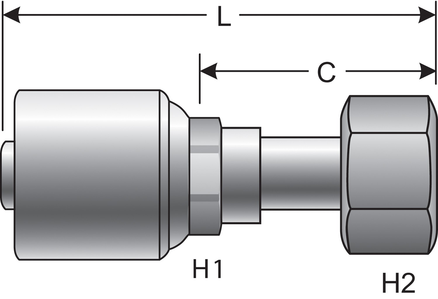 Female Flat-Face O-Ring Swivel - TuffCoat Xtreme Plating (MegaCrimp)
