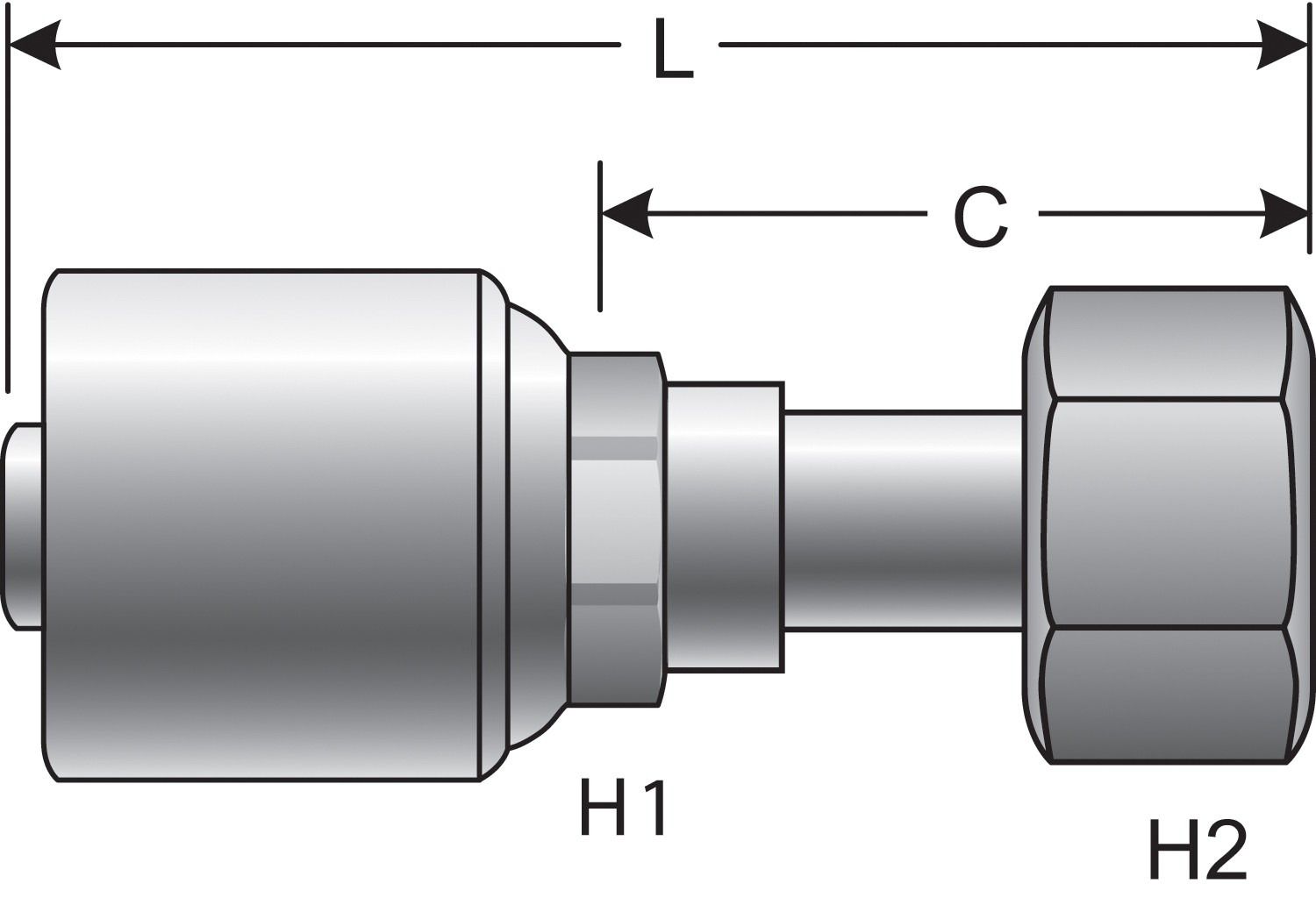Female Flat-Face O-Ring Swivel (MegaCrimp)