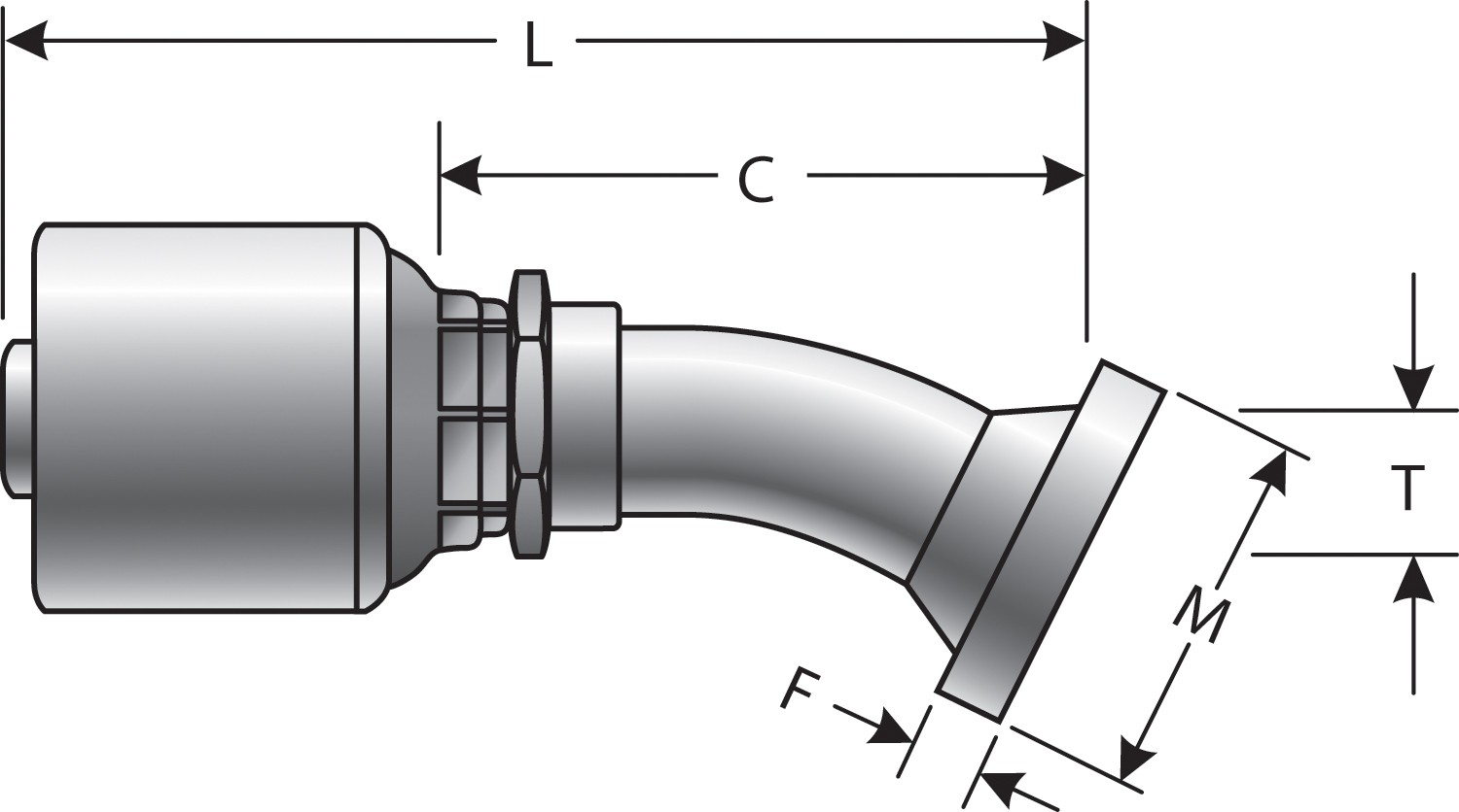 Code 61 O-Ring Flange - 30 Bent Tube (MegaCrimp)
