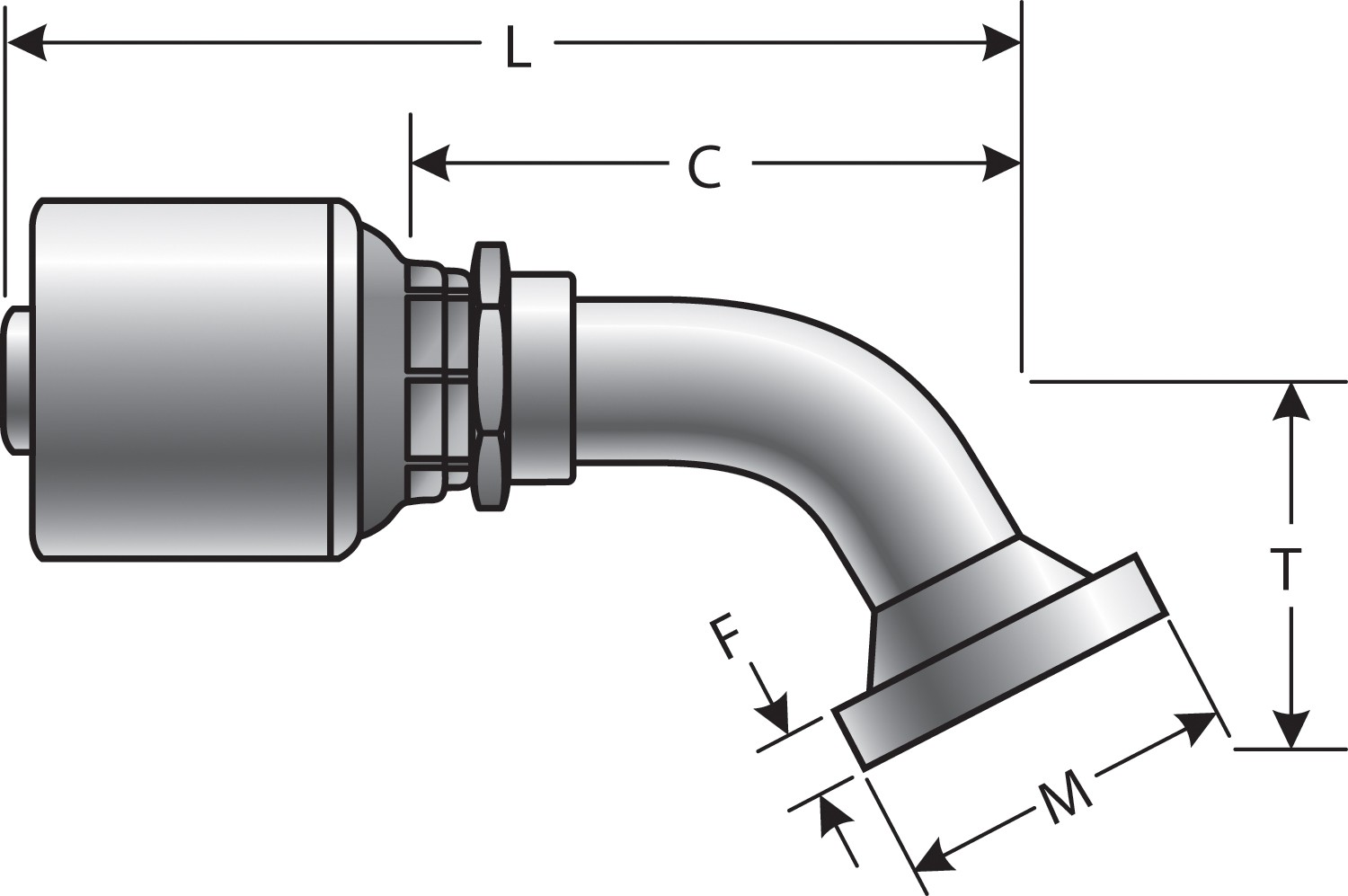 Code 61 O-Ring Flange - 60 Bent Tube (MegaCrimp)