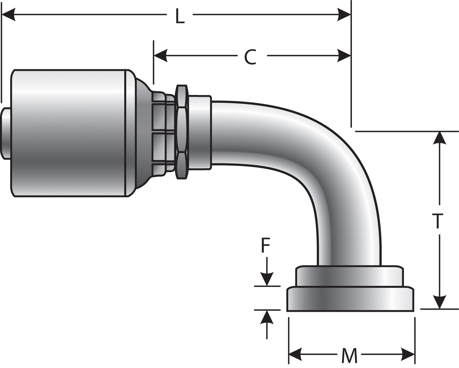 Code 61 O-Ring Flange - 90 Bent Tube (MegaCrimp)