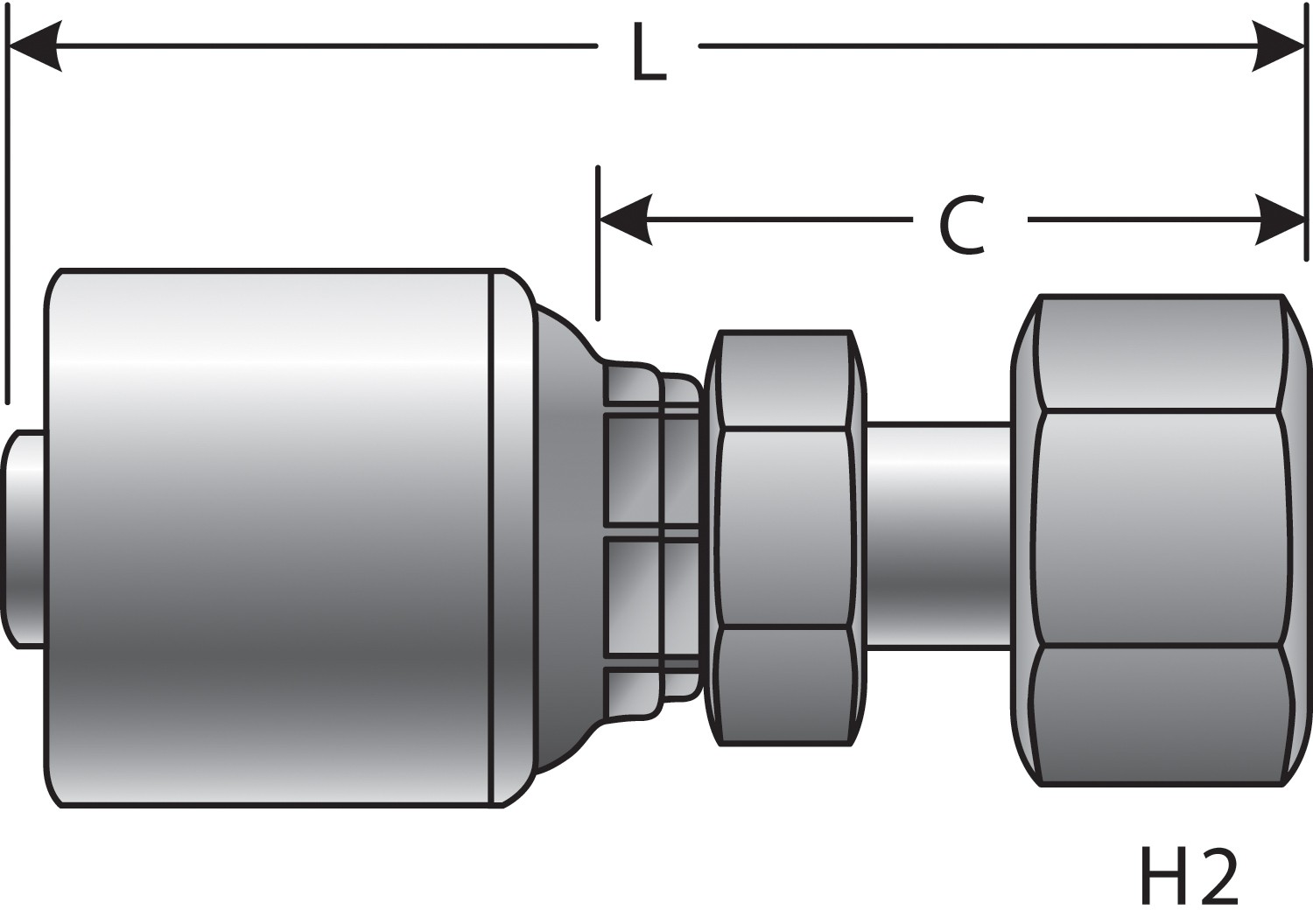 Female DIN 24 Cone Swivel - Light Series with O-Ring (MegaCrimp)