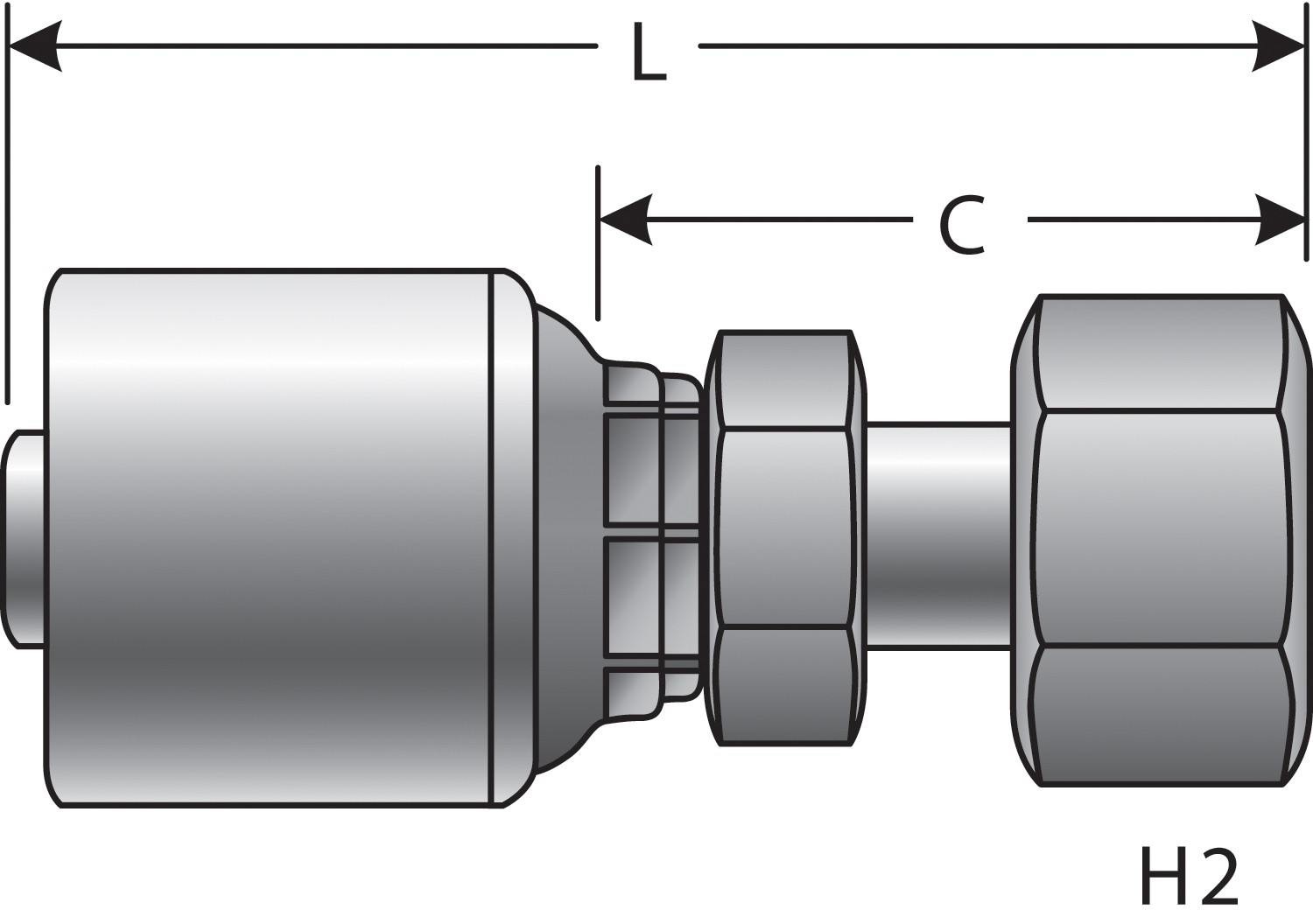 Female DIN 24 Cone Swivel - Light Series with O-Ring (MegaCrimp)