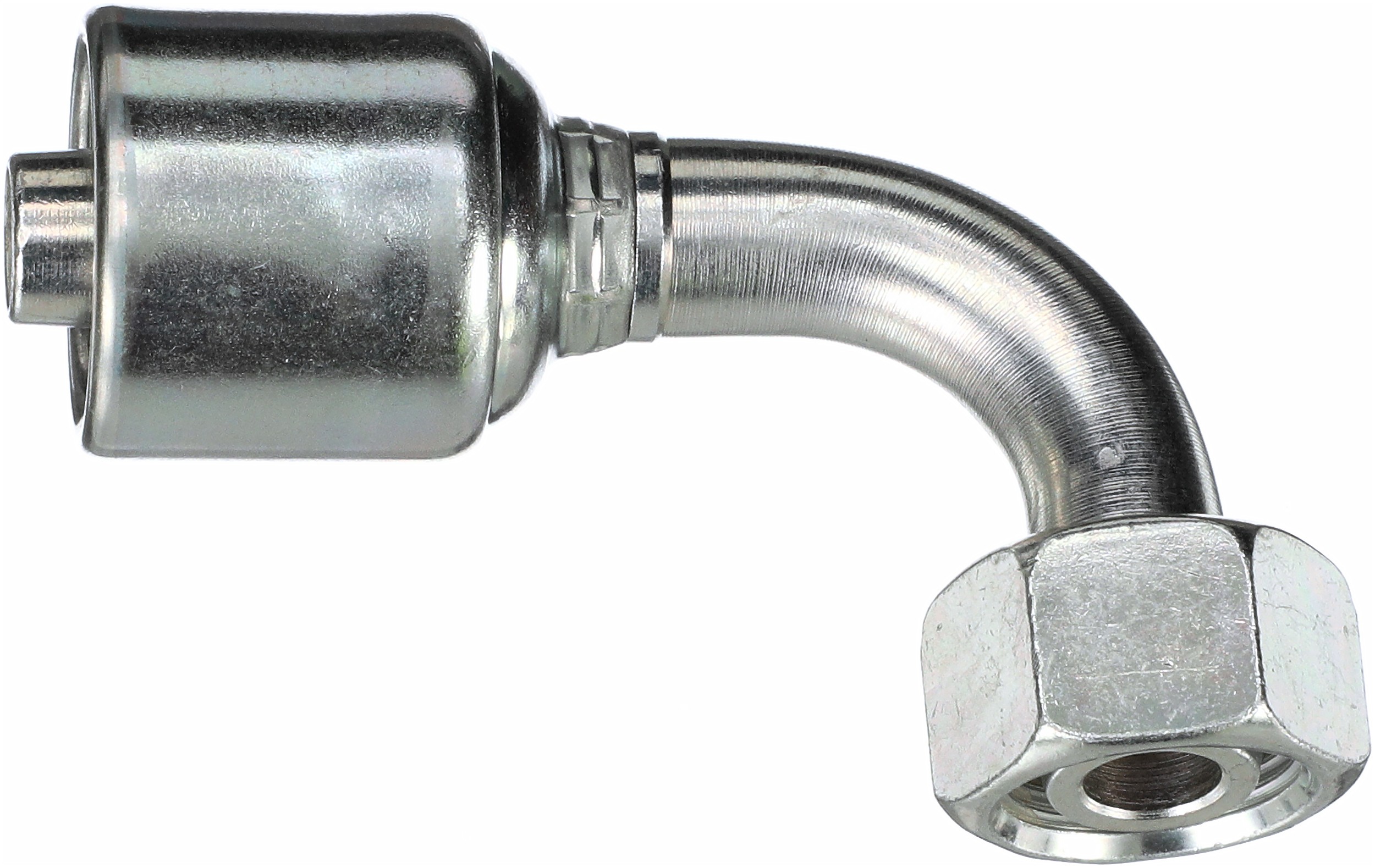 Female DIN 24 Cone Swivel - Light Series with O-Ring - 90 Bent Tube (MegaCrimp)