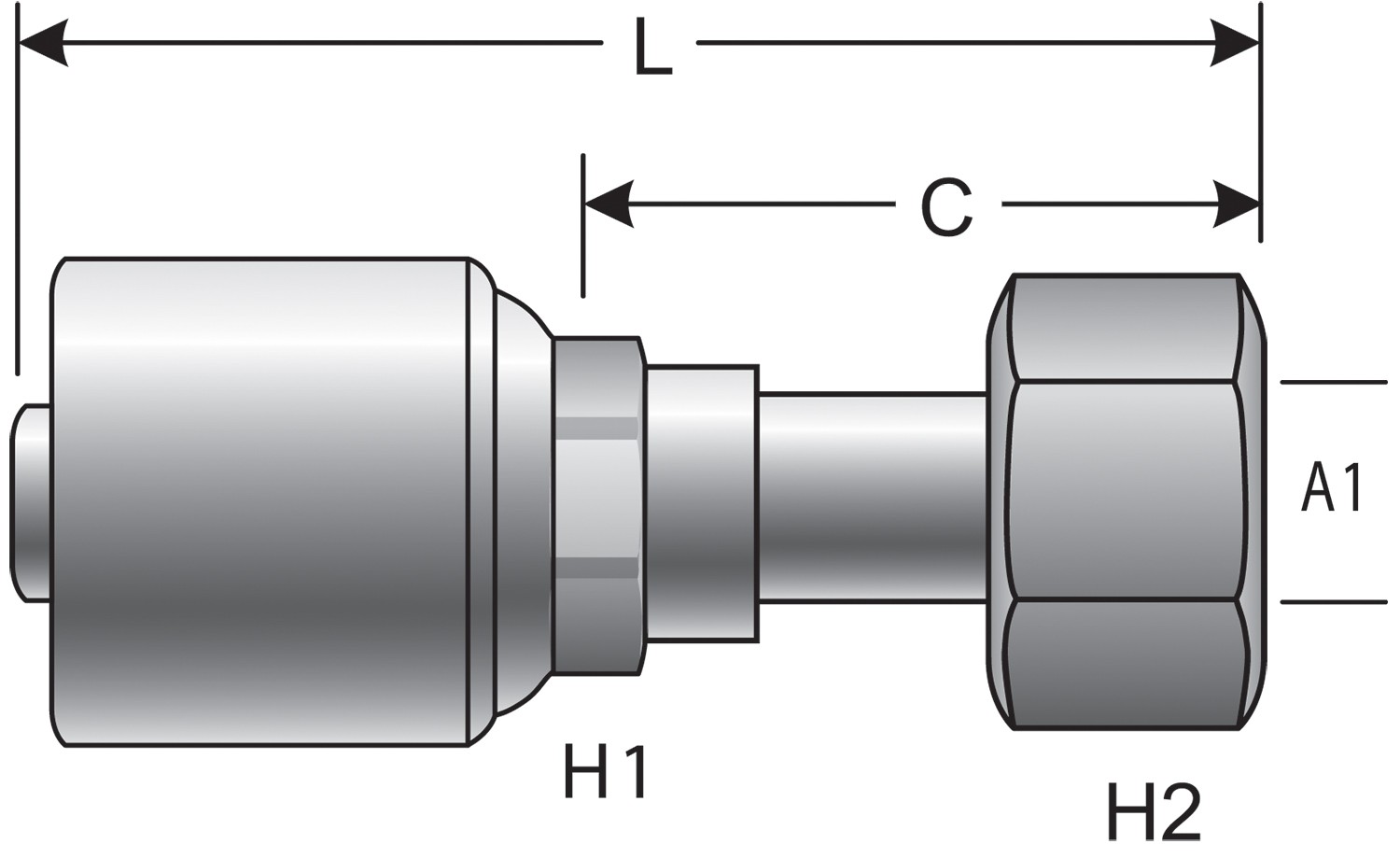 Female DIN 24 Cone Swivel - Heavy Series with O-Ring (MegaCrimp)