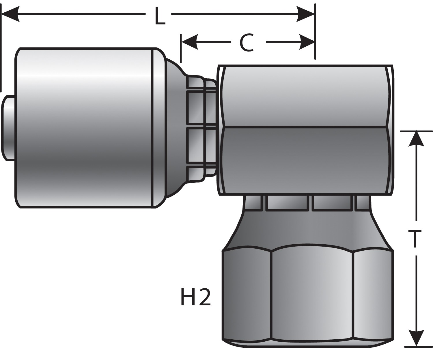 Female British Standard Parallel Pipe O-Ring Swivel - 90 Block (MegaCrimp)