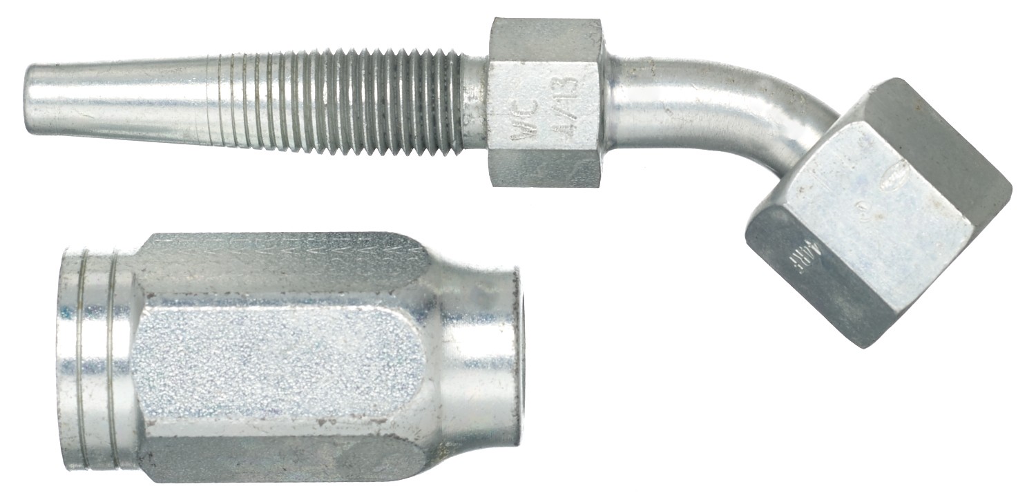 Female Flat-Face O-Ring Swivel - 45 Bent Tube (Type T for G2 Hose - 2 Wire)