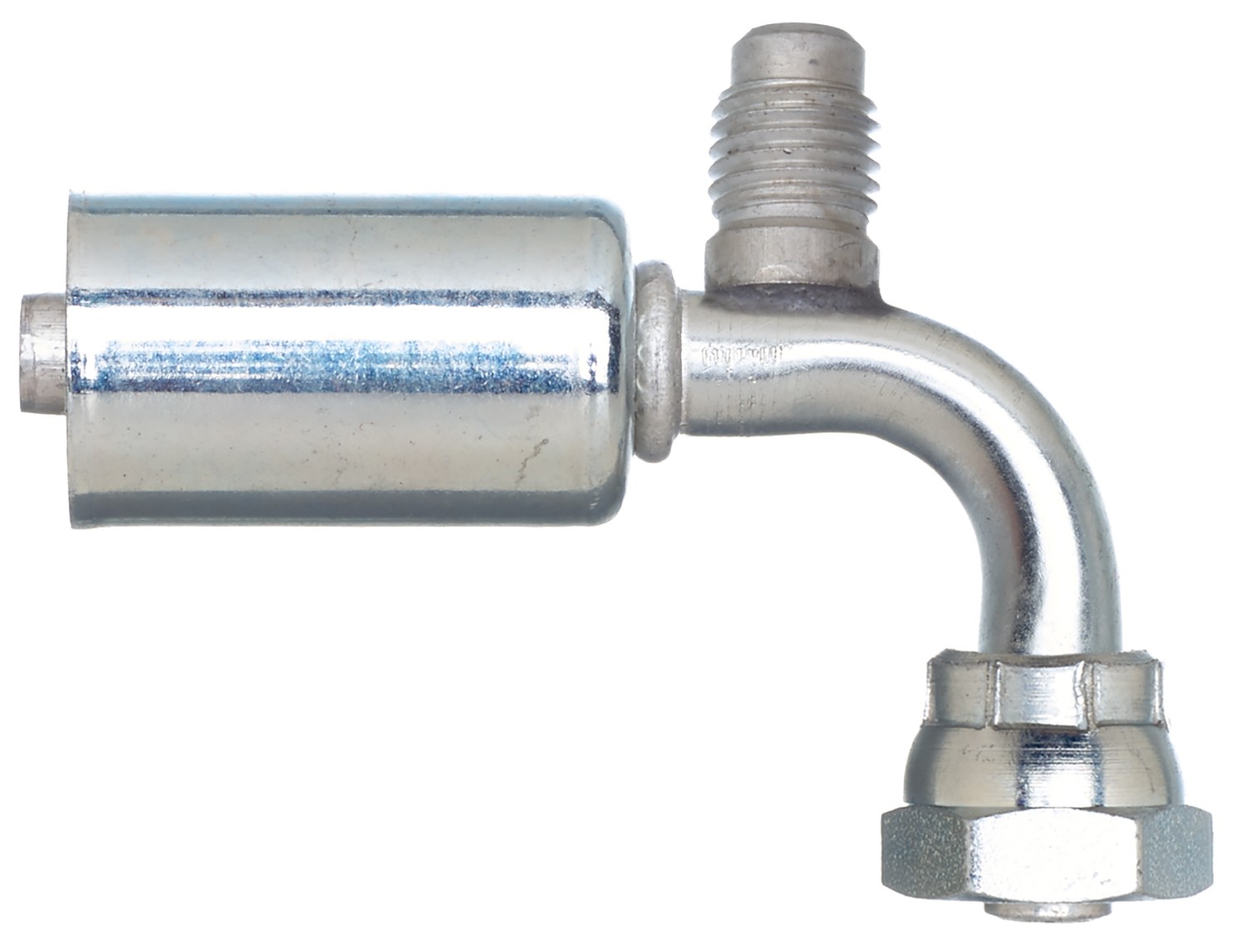 Female SAE Tube O-Ring Nut Swivel-R12 Svc Port-90 Bent Tube-Alum (PolarSeal ACA)
