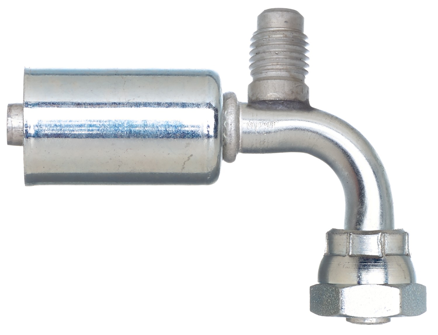 Female SAE Tube O-Ring Nut Swivel-R12 Svc Port-90 Bent Tube-Alum (PolarSeal ACA)