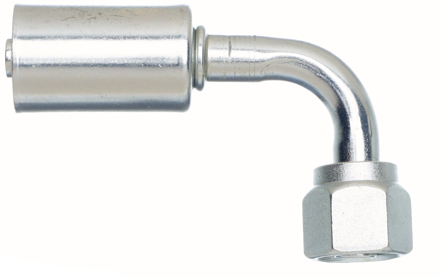 Female SAE Tube O-Ring Nut Swivel - 90 Bent Tube - Aluminum (PolarSeal ACA)