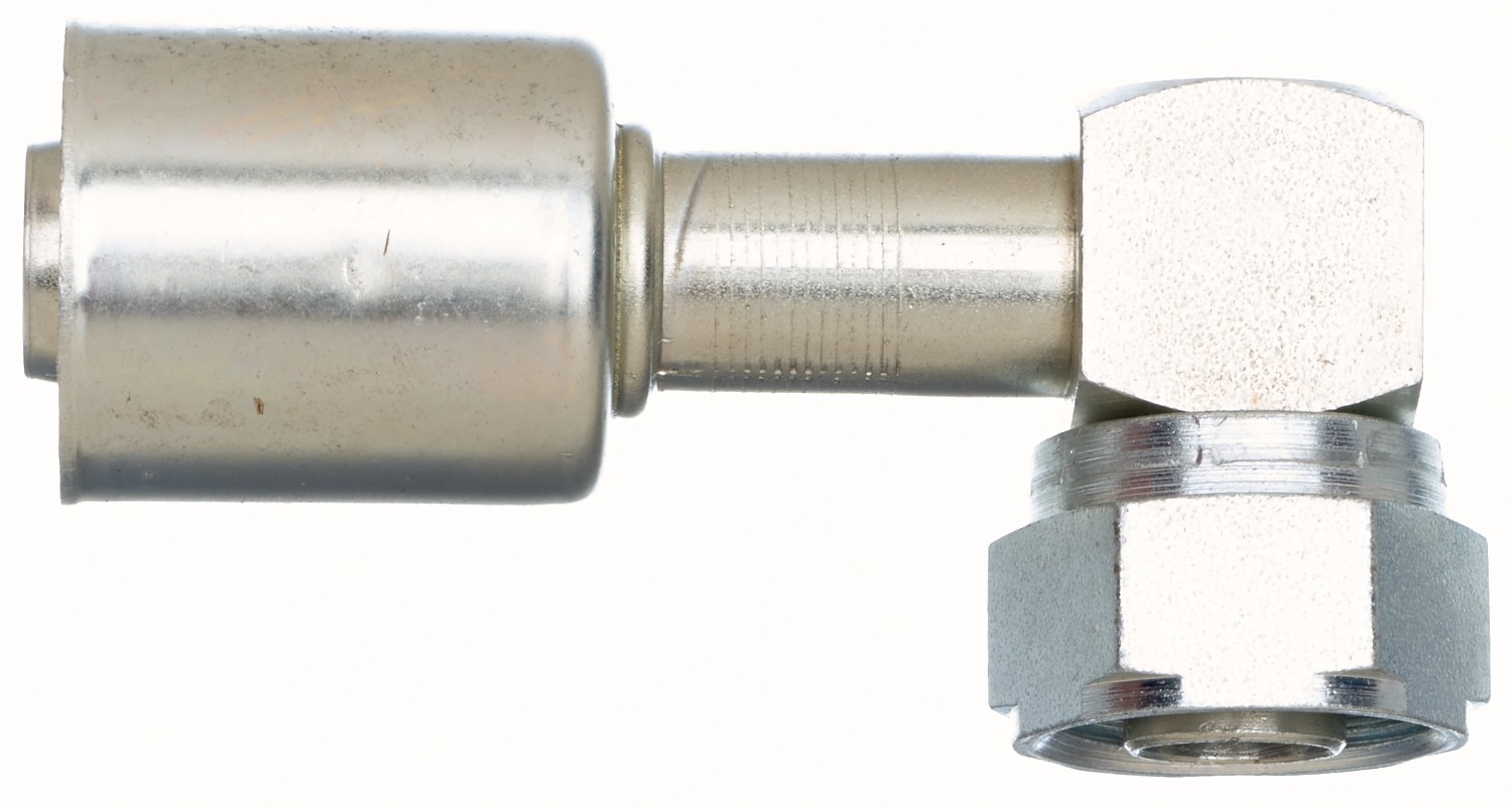 Compressor Female SAE Tube O-Ring Nut Swivel - 90 Block - Steel (PolarSeal ACA)