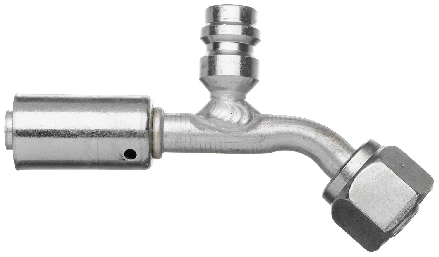 Female SAE Tube O-Ring w/R134 Service Port-45 Bent Tube-Alum (PolarSeal II ACB)